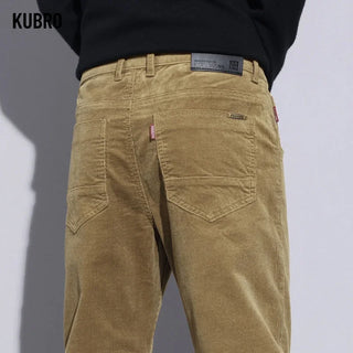 KUBRO Pantalon cargo décontracté en velours côtelé