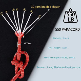 Corde paracorde réfléchissante 4 mm 550